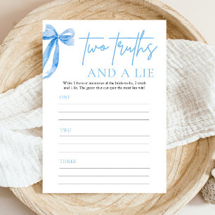 Invitation Elégant Dusty Blue Bow Deux vérités et un jeu de m