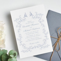 Elégant Dusty Blue Chinoiserie Mariage d'aquarelle