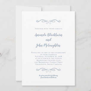 Invitation Elégant Dusty Blue intemporel Formal Chic Mariage