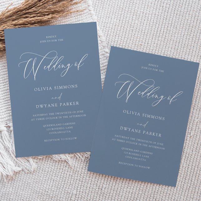 Invitation Elégant Dusty Blue Mariage moderne (Créateur téléchargé)