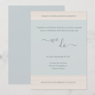 Invitation Elégant Dusty Blue Nous faisons WoodGrain Stripes 