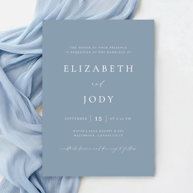 Invitation Elegant Dusty Blue Simple Wedding Modern (Créateur téléchargé)