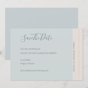 Invitation Elégant Dusty Blue WoodGrain Enregistrer La Date M