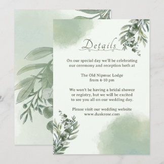 Invitation Elegant Dusty Green Details Wedding Enclosure Card
