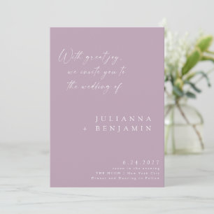 Invitation Élégant Dusty Lilac minimaliste Mariage de script 