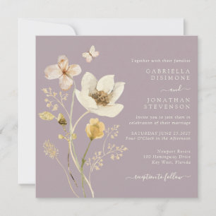 Invitation Elégant Dusty Mauve Aquarelle Fleur sauvage Mariag