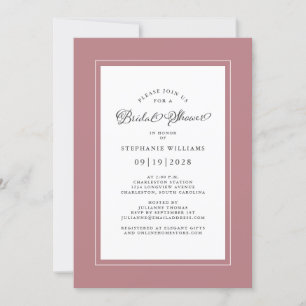 Invitation Elégant Dusty Rose moderne Mariage Fête des mariée
