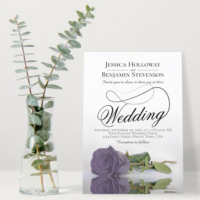 Invitation Élégant Dusty violet Rose Classy Script Mariage (Créateur téléchargé)