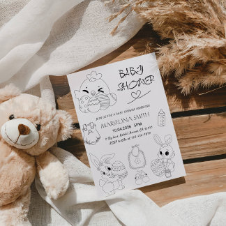 Invitation Elegant Easter Line Art Baby Shower Party
