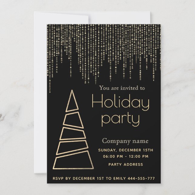 Invitation Élégant éblouissant fête de Noël d'entreprise (Devant)