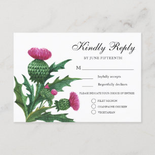 Invitation Élégant écossais Thistle Mariage choix de repas RS