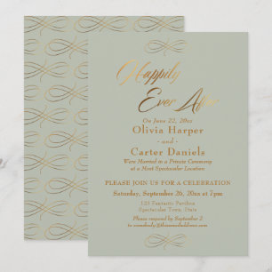 Invitation Élégant écriture dorée Heureux pour toujours, Vert