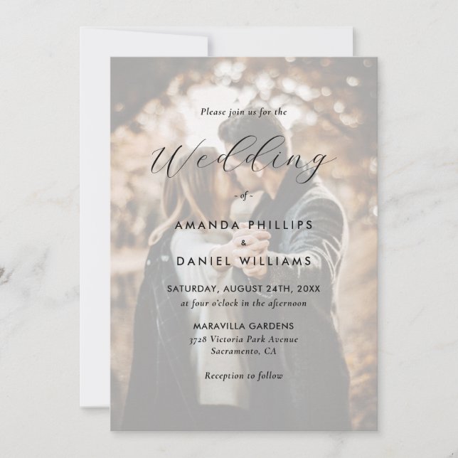 Invitation Élégant écriture moderne 2 Photo Mariage (Devant)