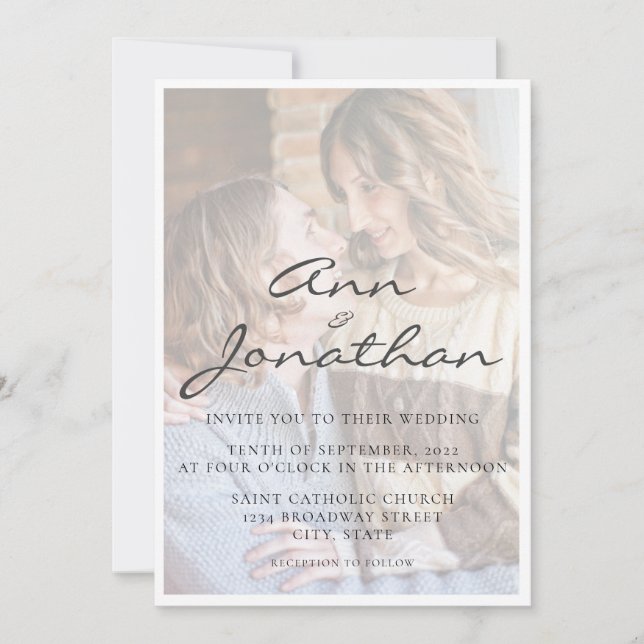 Invitation Élégant effet Vellum Faux Mariage photo (Devant)