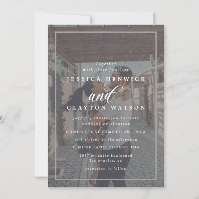 Invitation Élégant effet Vellum superposition 2 Mariage photo (Devant)