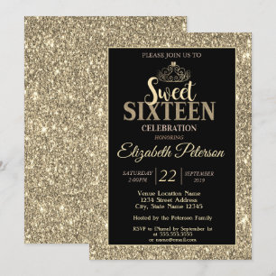 Invitation Elégant élégant Gold Tiara, Parties scintillant Sw