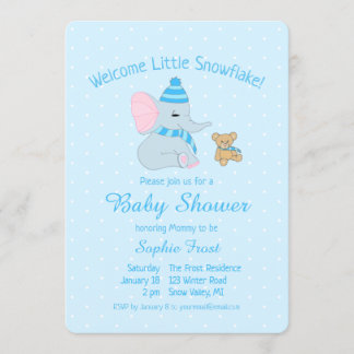 Invitation Élégant éléphant bébé et ours en peluche Baby Show