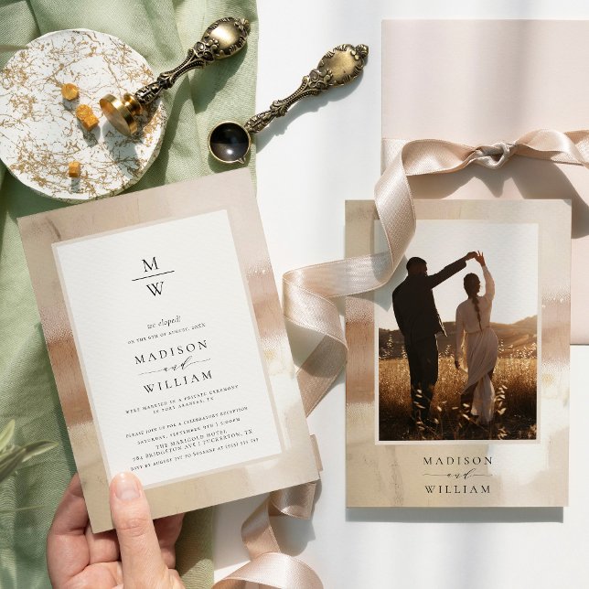 Invitation Elégant Elopement Or Réception de mariage (Créateur téléchargé)