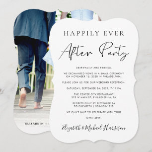 Invitation Élégant Elopement Photo Mariage Réception