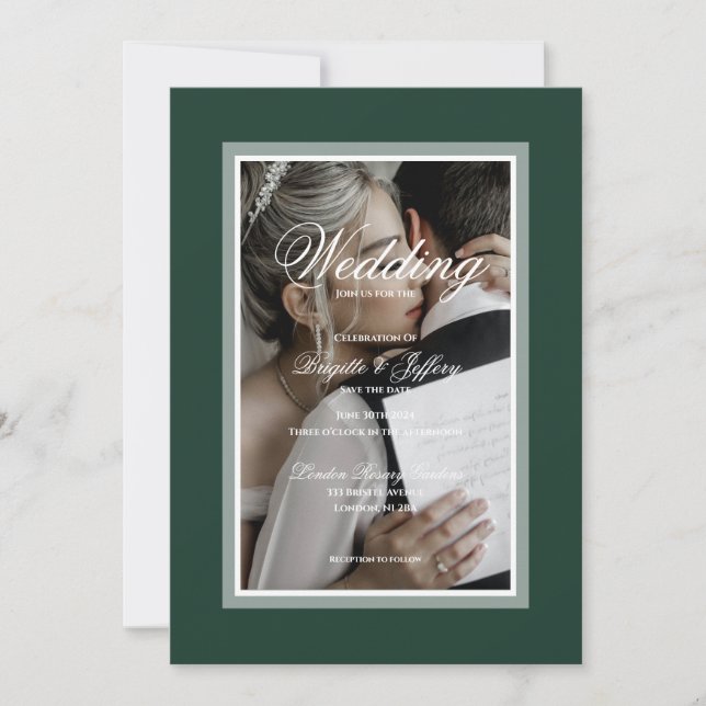 Invitation Élégant Emerald Green Wedding Enregistrer La Date (Devant)