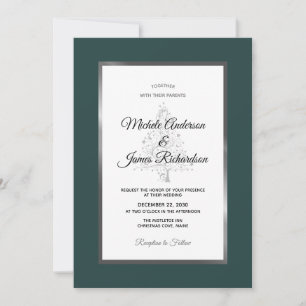 Invitation Elégant Emerald Silver Holiday Mariage d'hiver