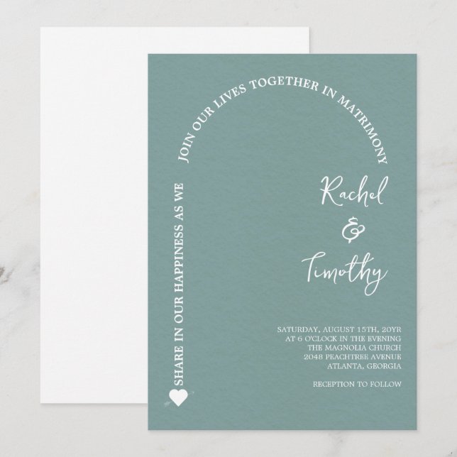 Invitation Elégant encadré dans la foi Mariage gris ardoise f (Devant / Derrière)