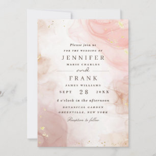 Invitation Élégant Encre d'alcool Or Blush Pink Minimal moder