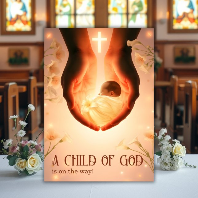 Invitation Élégant Enfant de Dieu Baby shower chrétien (Elegant A Child of God Christian Baby Shower Invitation)