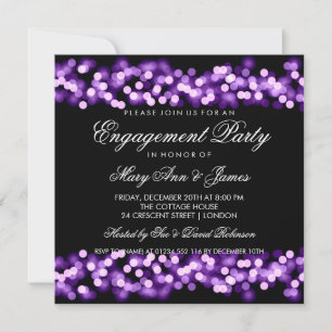 Invitation Elégant engagement Party Gold Hollywood Purple