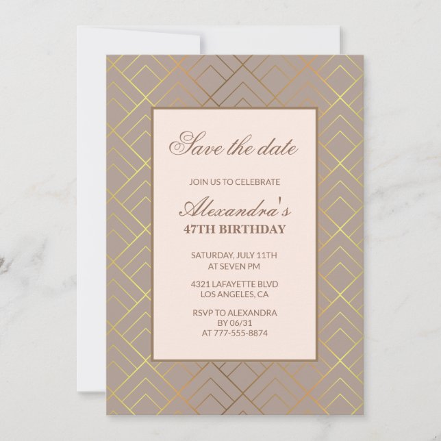 Invitation Élégant Enregistrer la date 47e anniversaire invit (Devant)