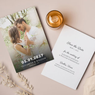Invitation Élégant Enregistrer La Date Photo Mariage Faire-pa