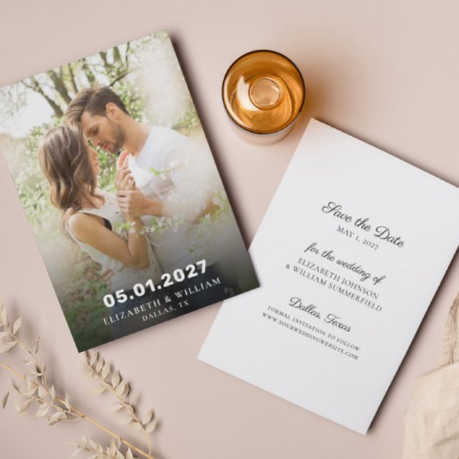 Invitation Élégant Enregistrer La Date Photo Mariage Faire-pa (Créateur téléchargé)