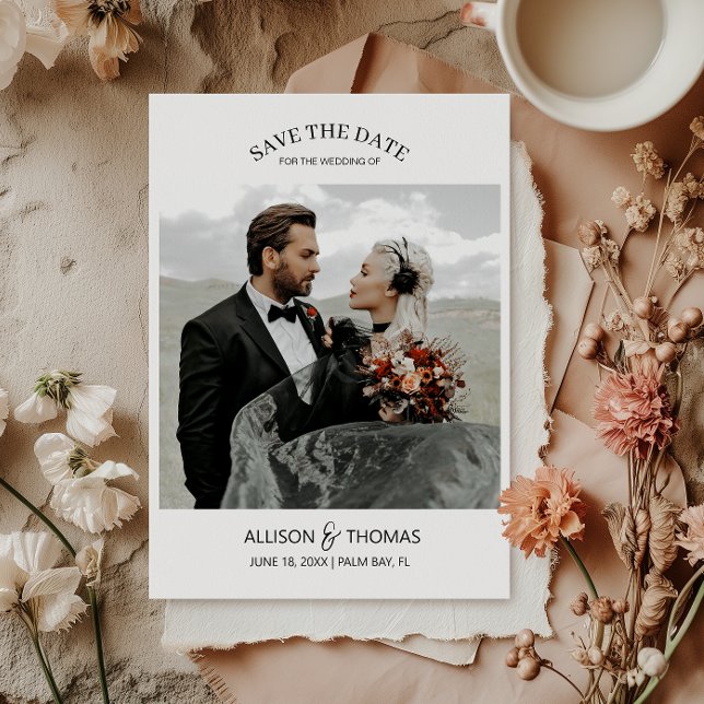 Invitation Élégant Enregistrer la date Photo QR Code Mariage (Save time and reduce wedding planning stress with this QR code Save the Date card.)