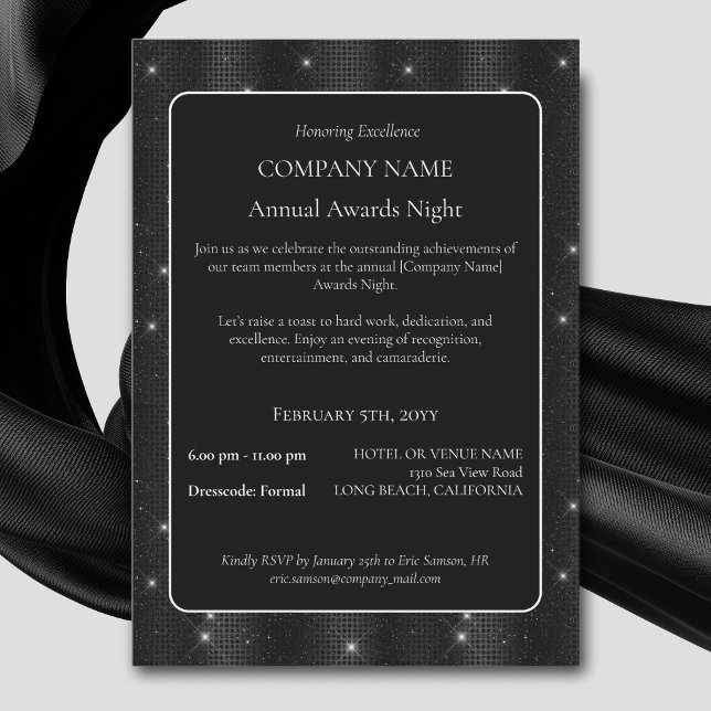 Invitation Elegant Entreprise affaires noir brillant prix nui (Créateur téléchargé)