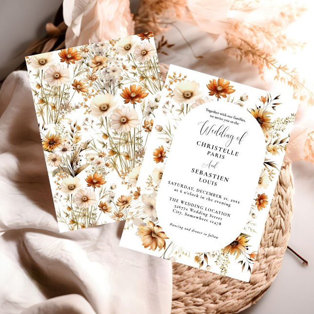 Invitation Elégant et chic Boho Fleur sauvage Mariage d'autom (Créateur téléchargé)