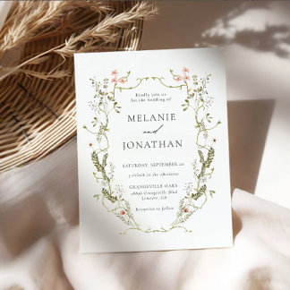 Invitation Élégant et délicat Mariage de couronnes florales
