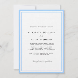 Invitation Élégant et élégant Mariage bleu Script