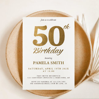 Invitation Elégant et luxe classique faux or 50e anniversaire
