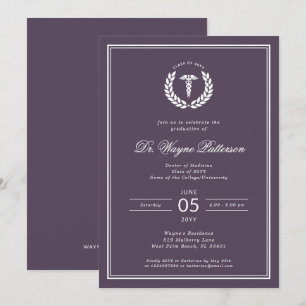 Invitation Élégant et minimaliste diplôme d'études Médicales