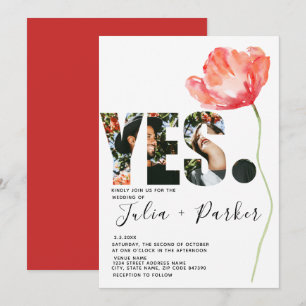 Invitation Élégant et moderne Mariage rouge de pavot