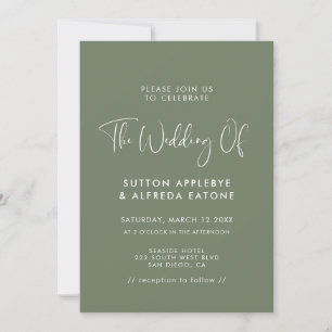 Invitation Élégant et moderne mariage vert foncé