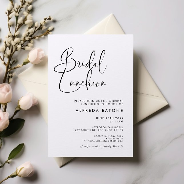 Invitation Élégant et moderne noir et blanc déjeuner nuptial (Créateur téléchargé)