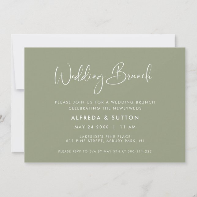 Invitation Elégant et moderne Sage Green Mariage Brunch (Devant)