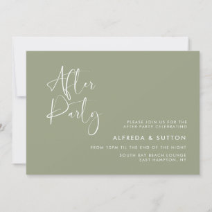 Invitation Elégant et moderne sauge vert mariage après la fêt
