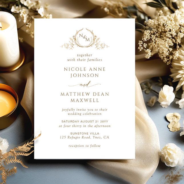 Invitation Élégant et officiel Mariage de monogramme blanc et (Créateur téléchargé)