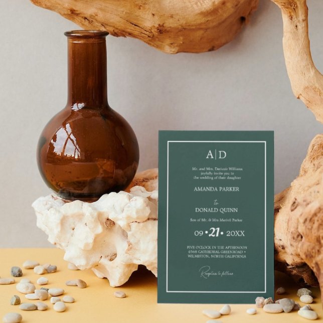 Invitation Élégant et romantique Emerald vert Mariage (Créateur téléchargé)