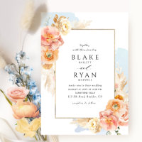 Elégant et simple Bleu, Pêche et Bleu Mariage