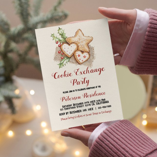 Invitation Élégant et simple échange de cookies de Noël (Créateur téléchargé)