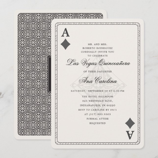Invitation Élégant et unique Las Vegas Quinceañera (Devant / Derrière)
