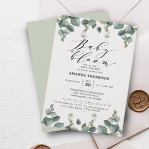 Invitation Elégant Eucalyptus Baby Dans Le Baby shower En Fle